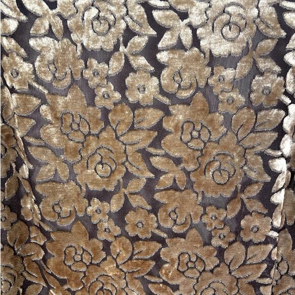 Crushed Velvet Burnout Floral Dress Brown Gold Women's Sz Small Y2K Whimsigoth - Picture 8 of 15